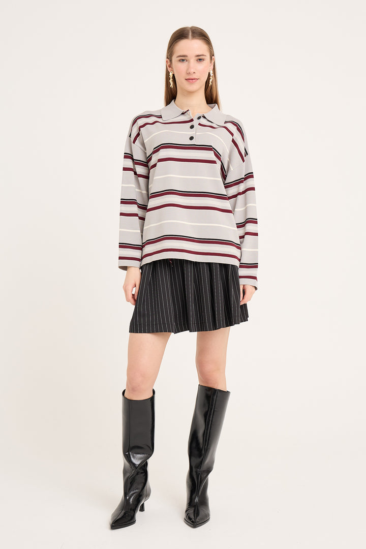 A-View Polo Long Sleeve Stripe