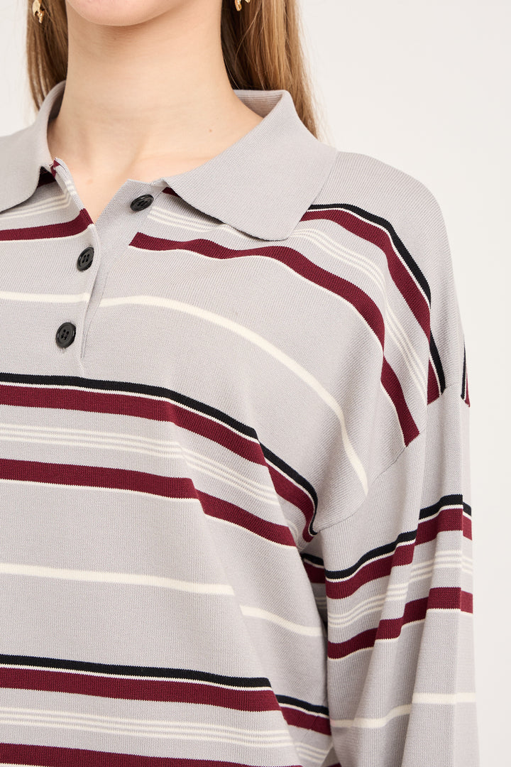A-View Polo Long Sleeve Stripe