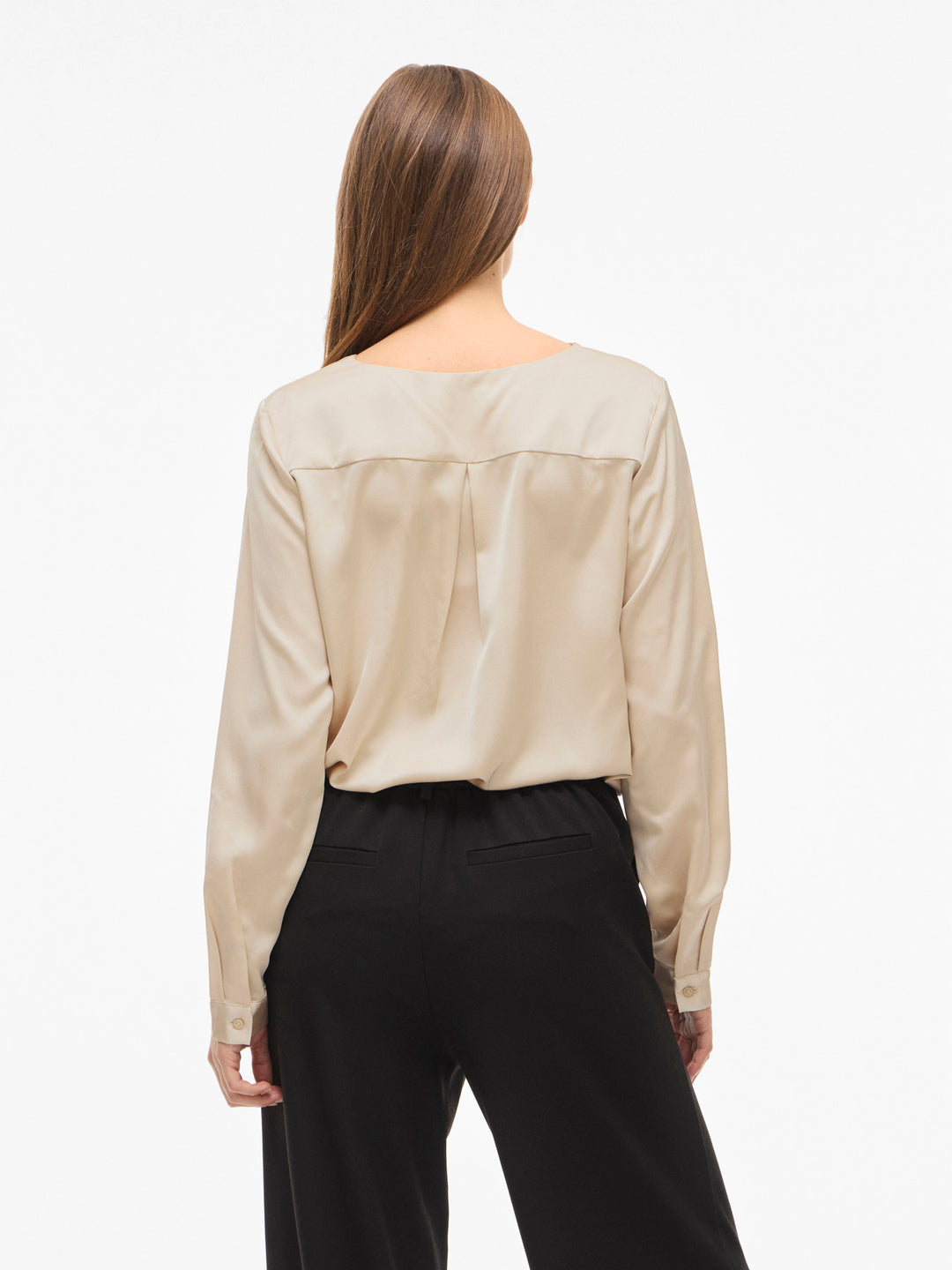 VI ELLETTE V-NECK L/S SATIN SHIRT