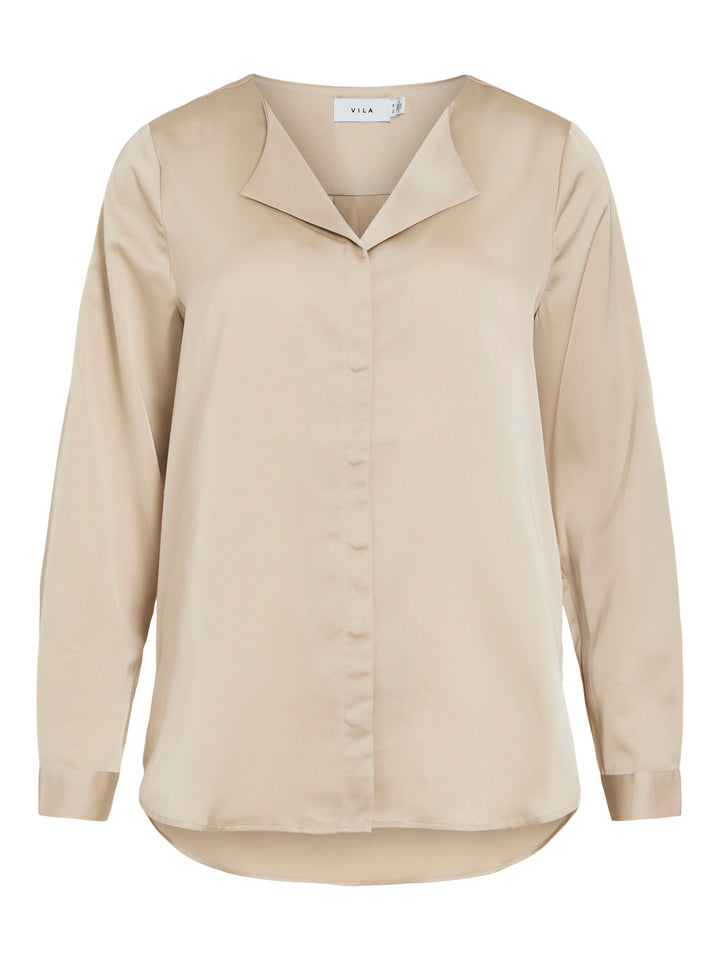 VI ELLETTE V-NECK L/S SATIN SHIRT