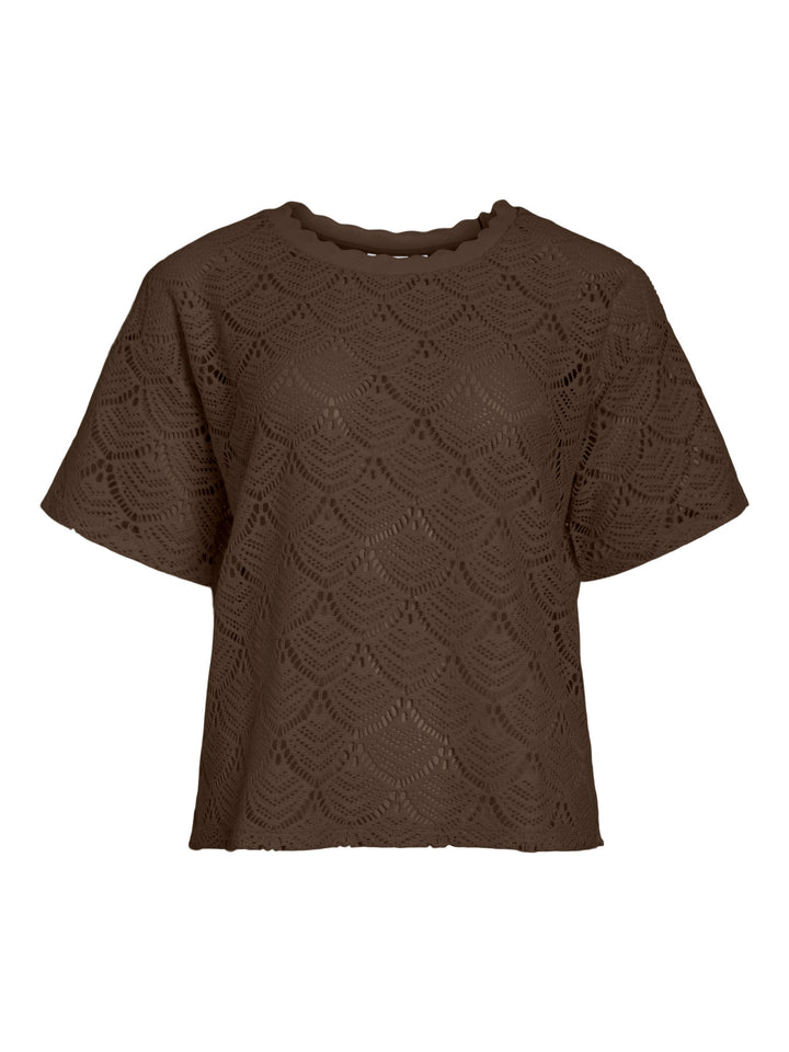 VI BAMBENA O-NECK S/S CROCHET TOP