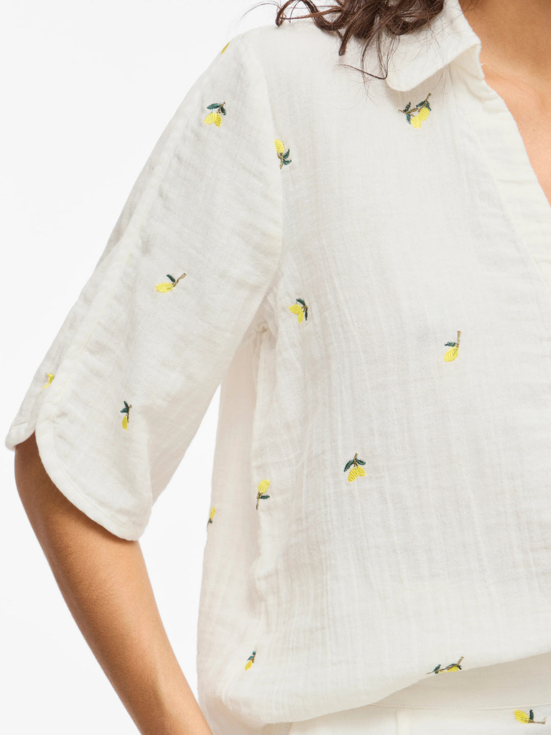 VI BRODERA 2/4 LEMON EMB SHIRT