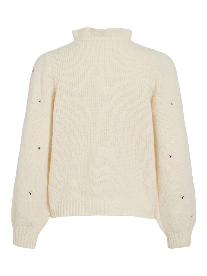 VI FLORA L/S O-NECK EMB KNIT CARDIGAN