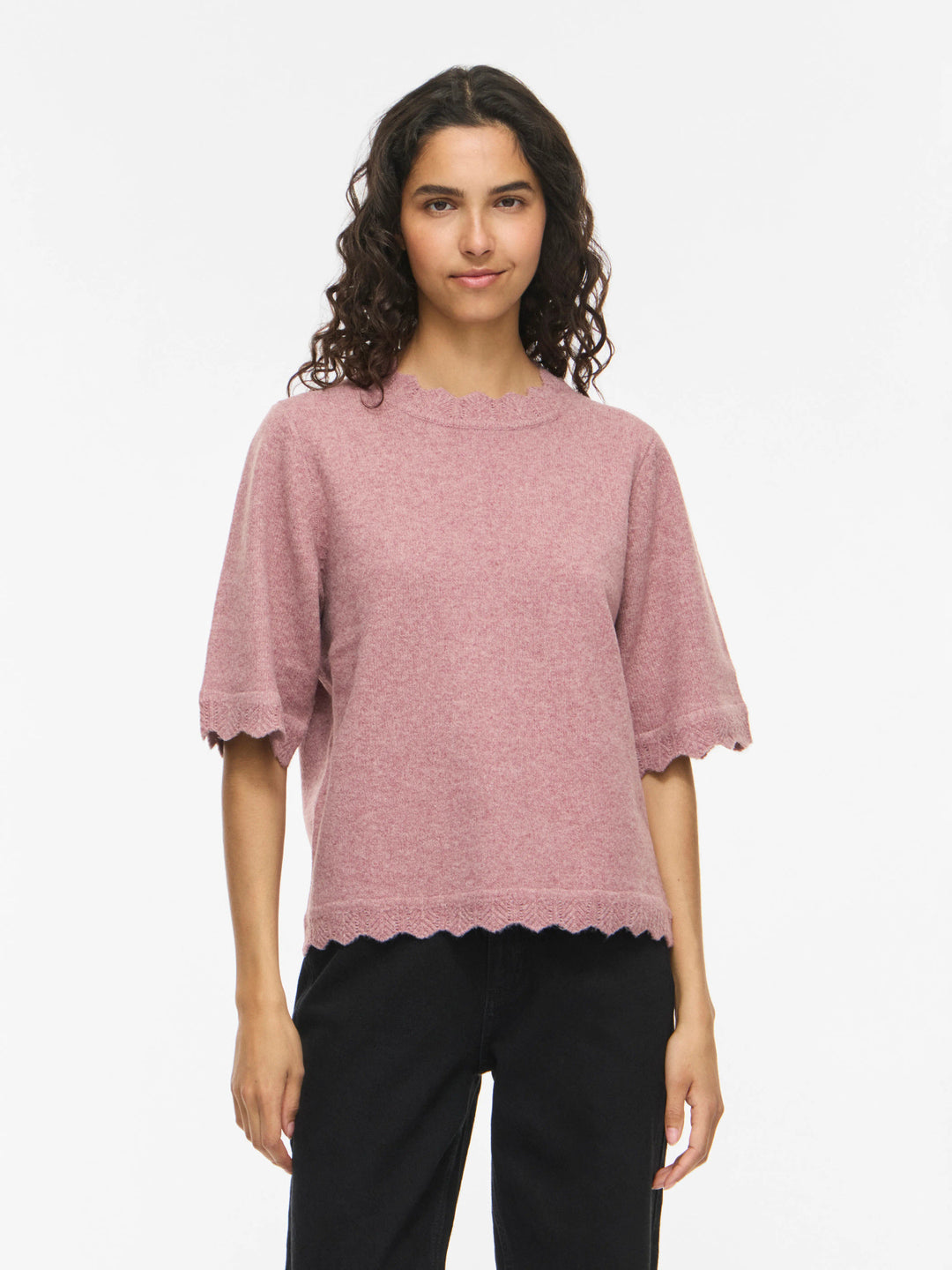 VI NIKOLINA O-NECK 2/4 KNIT TOP