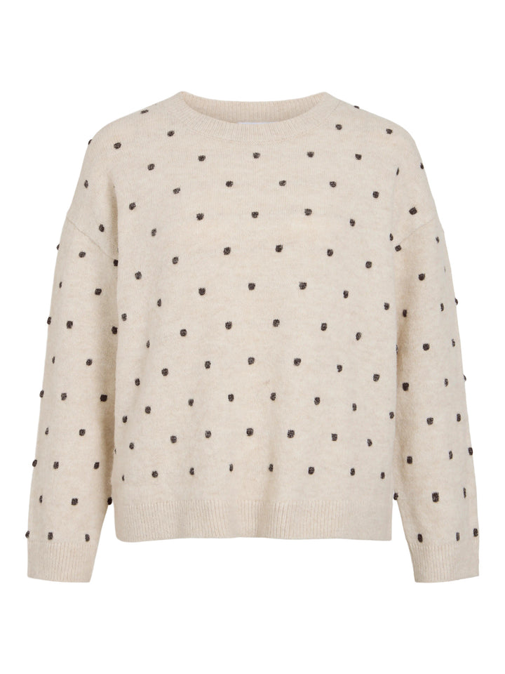 VI LIGA L/S O-NECK DOT KNIT TOP