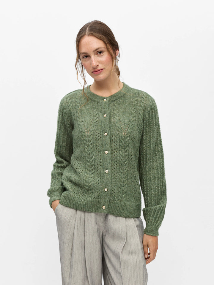 OB FLORA RE LS KNIT BUTTON CARDIGAN