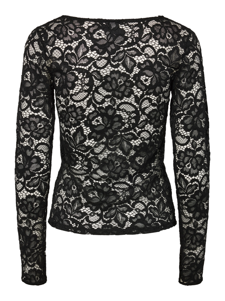 YAS LACEY LS V-NECK LACE TOP