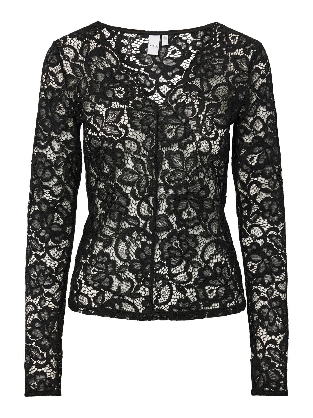 YAS LACEY LS V-NECK LACE TOP