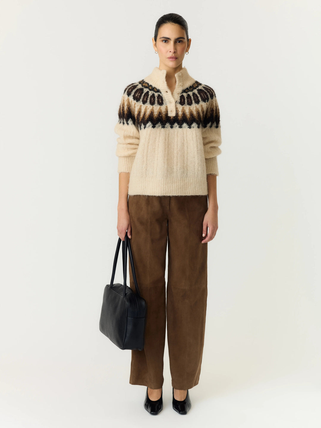 YAS DOMINA LS WOOL BLEND KNIT PULLOVER