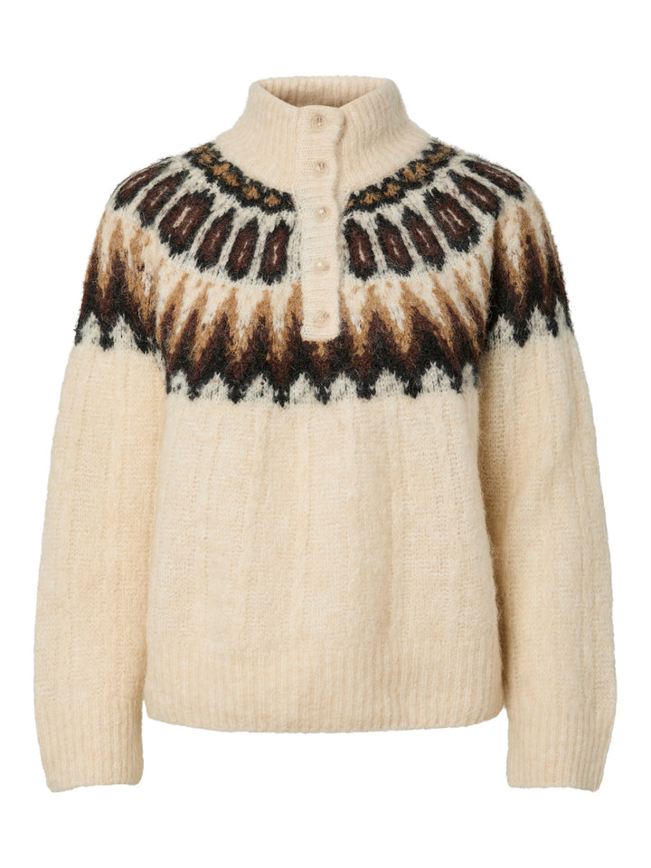 YAS DOMINA LS WOOL BLEND KNIT PULLOVER