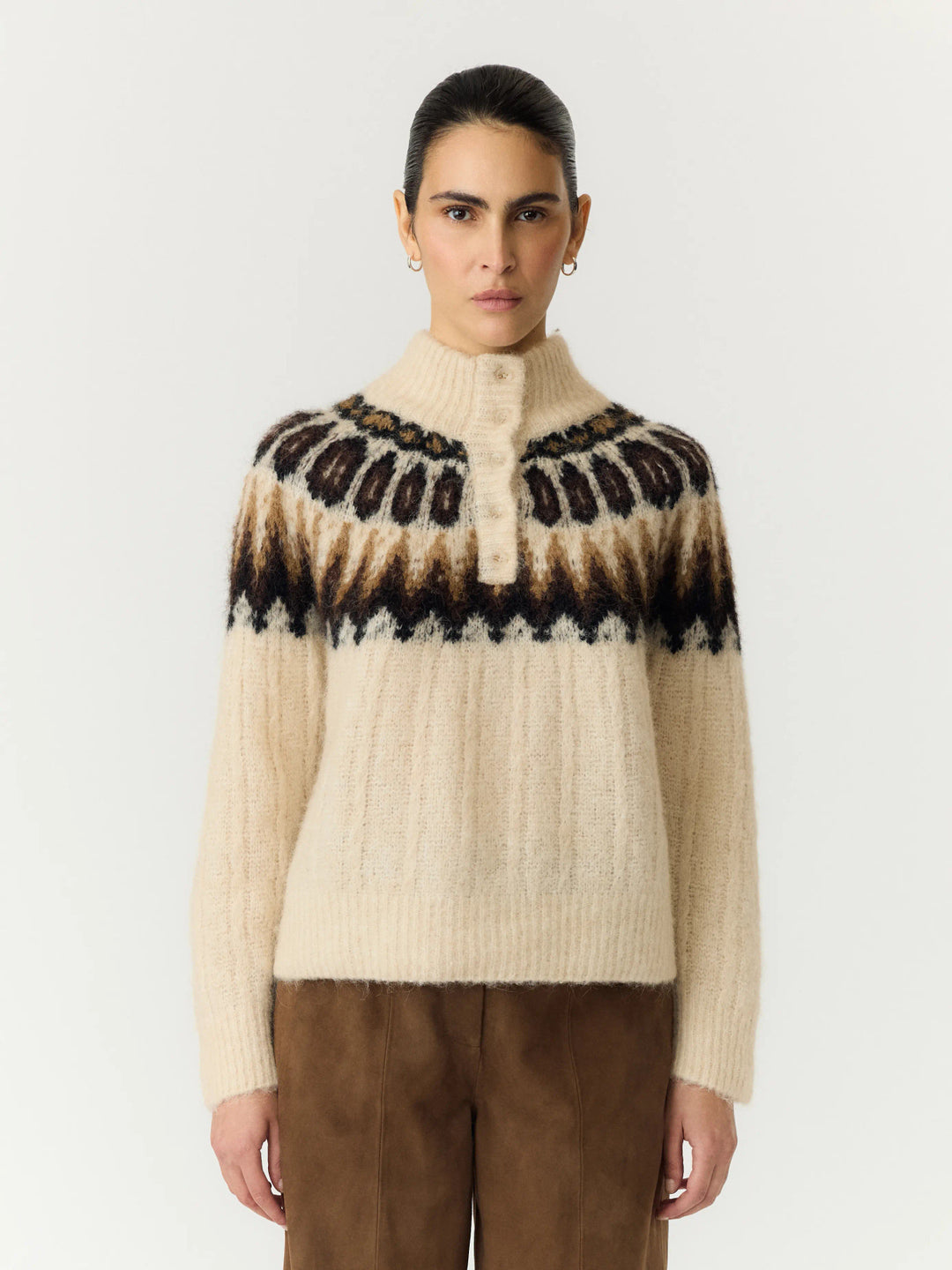 YAS DOMINA LS WOOL BLEND KNIT PULLOVER