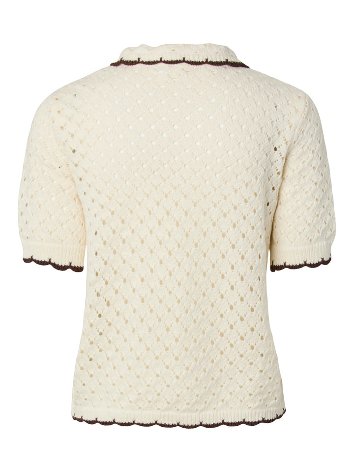 YAS LINGO SS KNIT POLO TOP