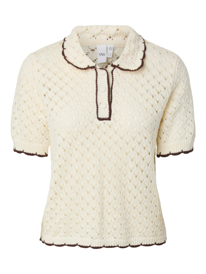 YAS LINGO SS KNIT POLO TOP