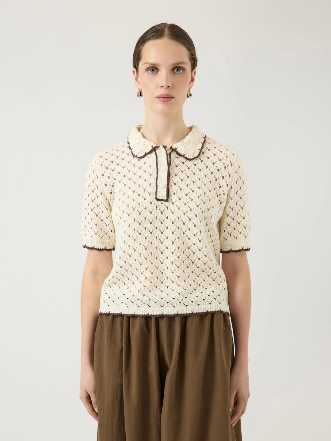 YAS LINGO SS KNIT POLO TOP