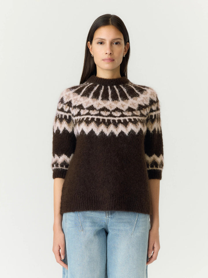 YAS DOMINA SS WOOL BLEND KNIT PULLOVER