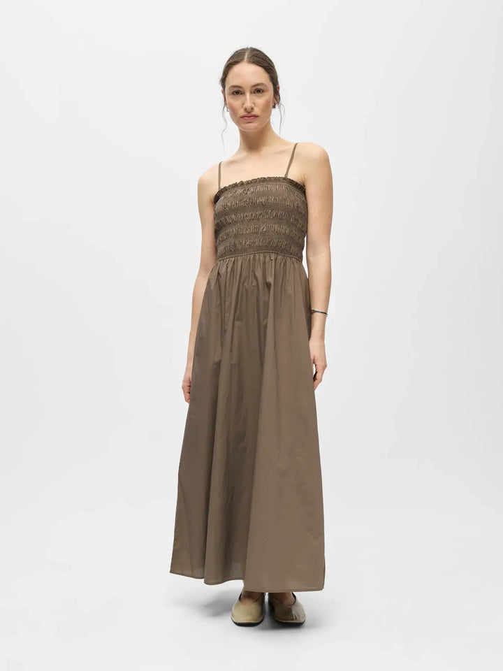 OB ELLY HOPE S/L RE SMOCK MIDI DRESS
