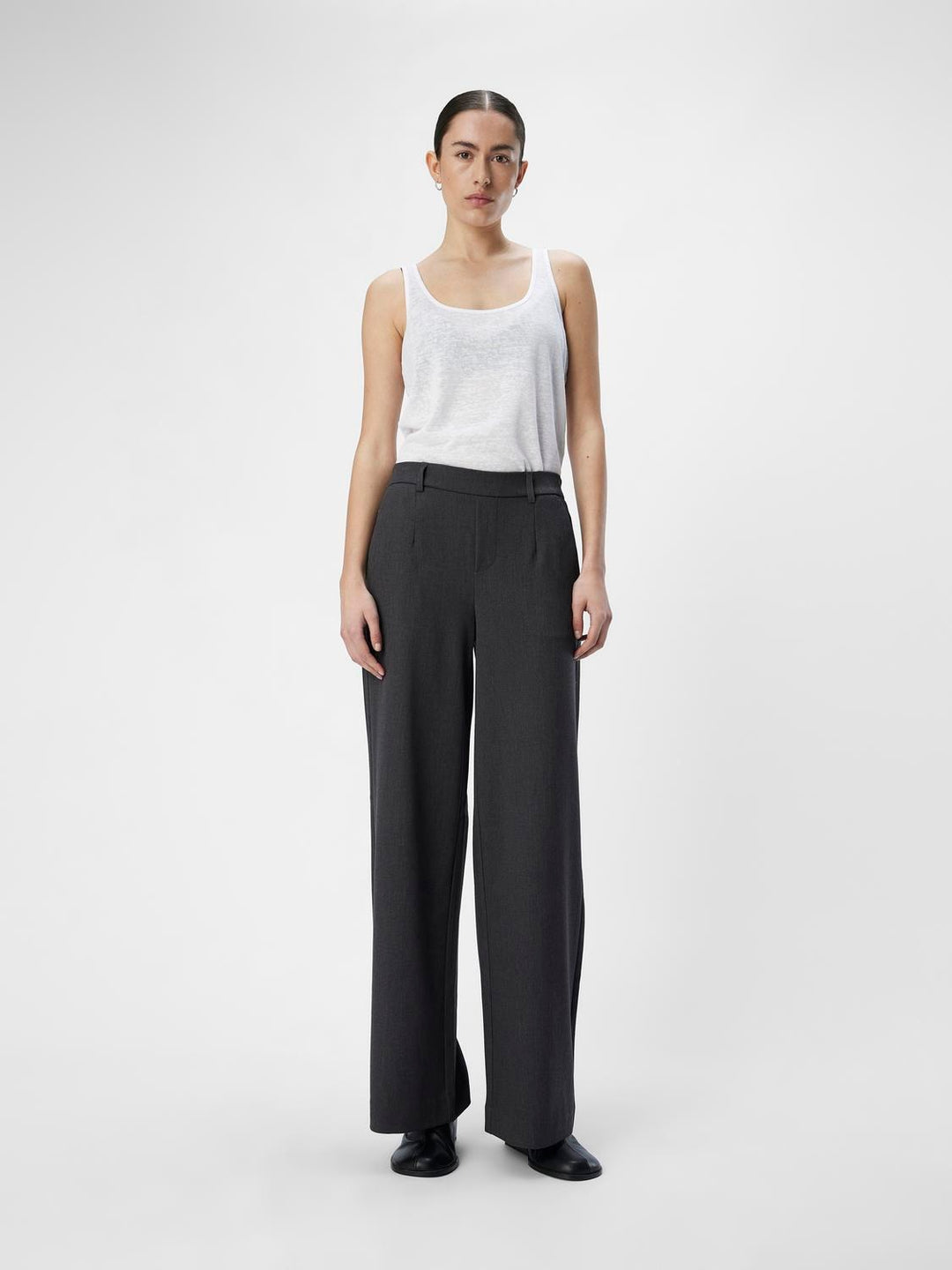 OB Lisa Wide pant Medium Grey Melange